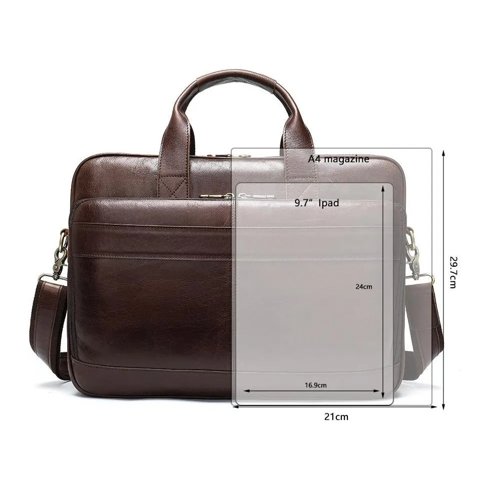 Luxury Exotic Leather Zipper Office Briefcase