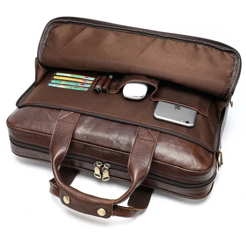 Luxury Exotic Leather Zipper Office Briefcase