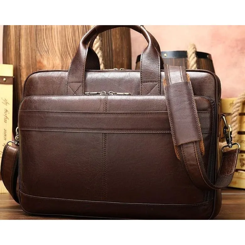 Luxury Exotic Leather Zipper Office Briefcase