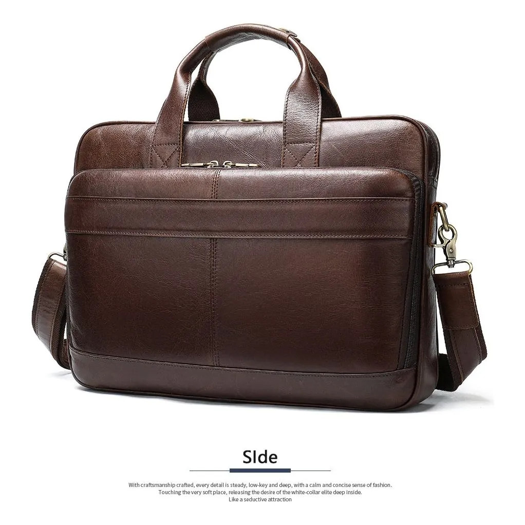 Luxury Exotic Leather Zipper Office Briefcase