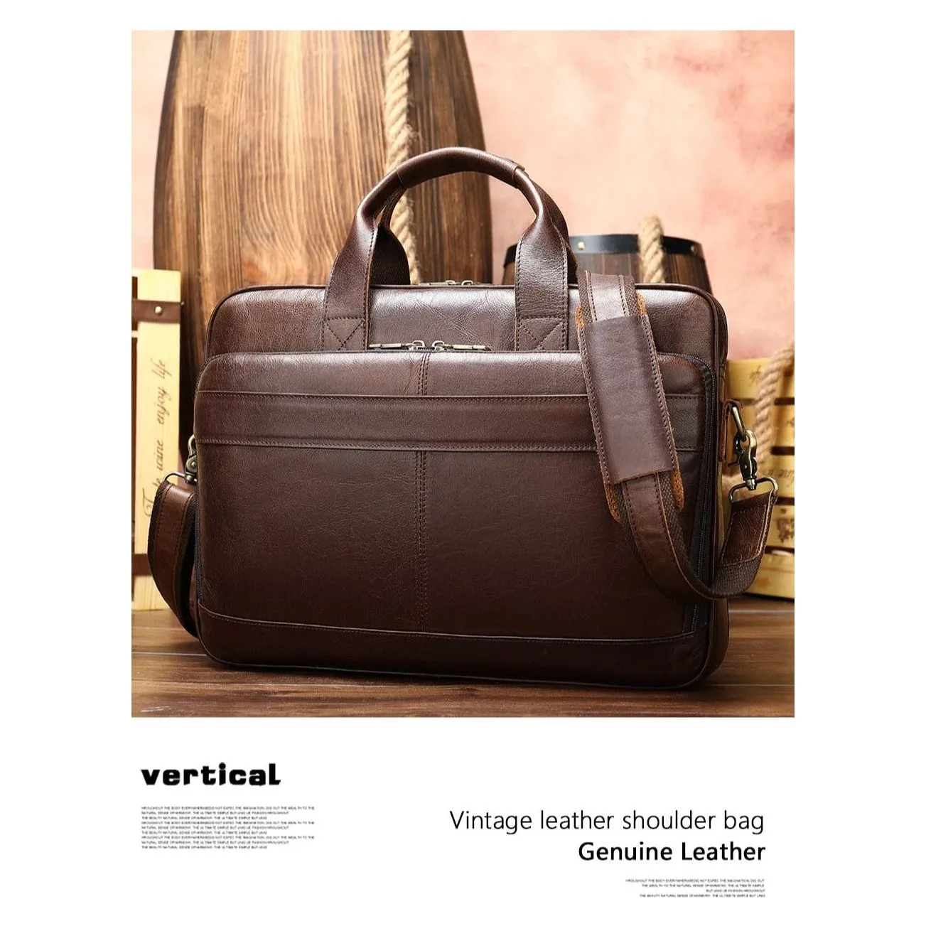 Luxury Exotic Leather Zipper Office Briefcase