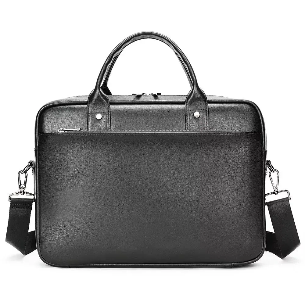 Luxury Leather Double Compartment Business Briefcase