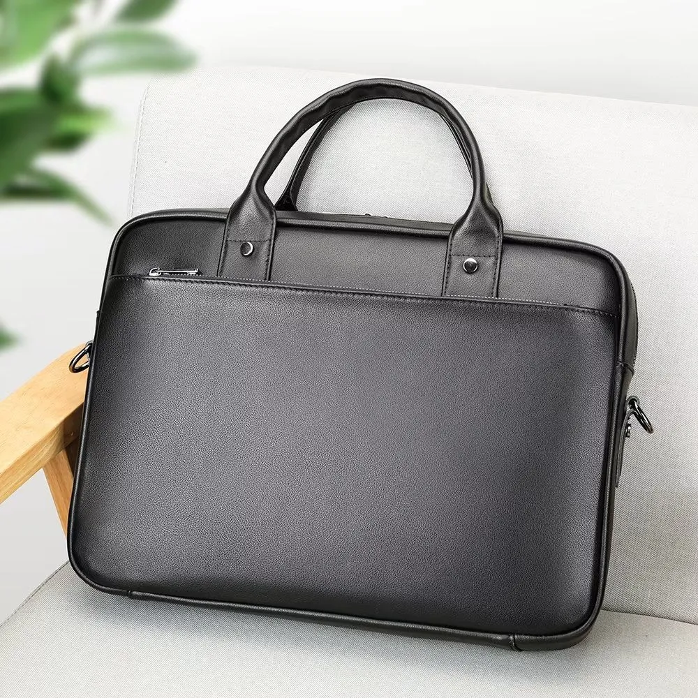 Luxury Leather Double Compartment Business Briefcase