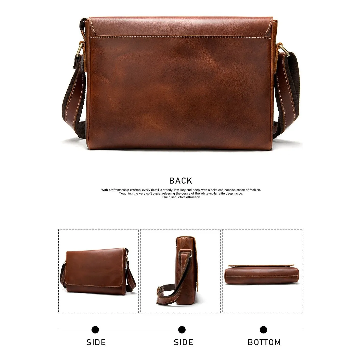 Luxury Leather Flap Laptop Office Briefcase Bag