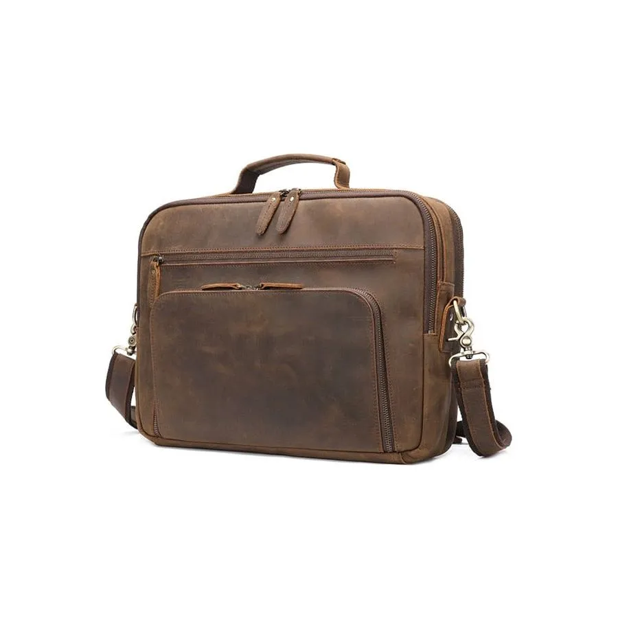 Luxury Leather Laptop Briefcase with Soft Handle