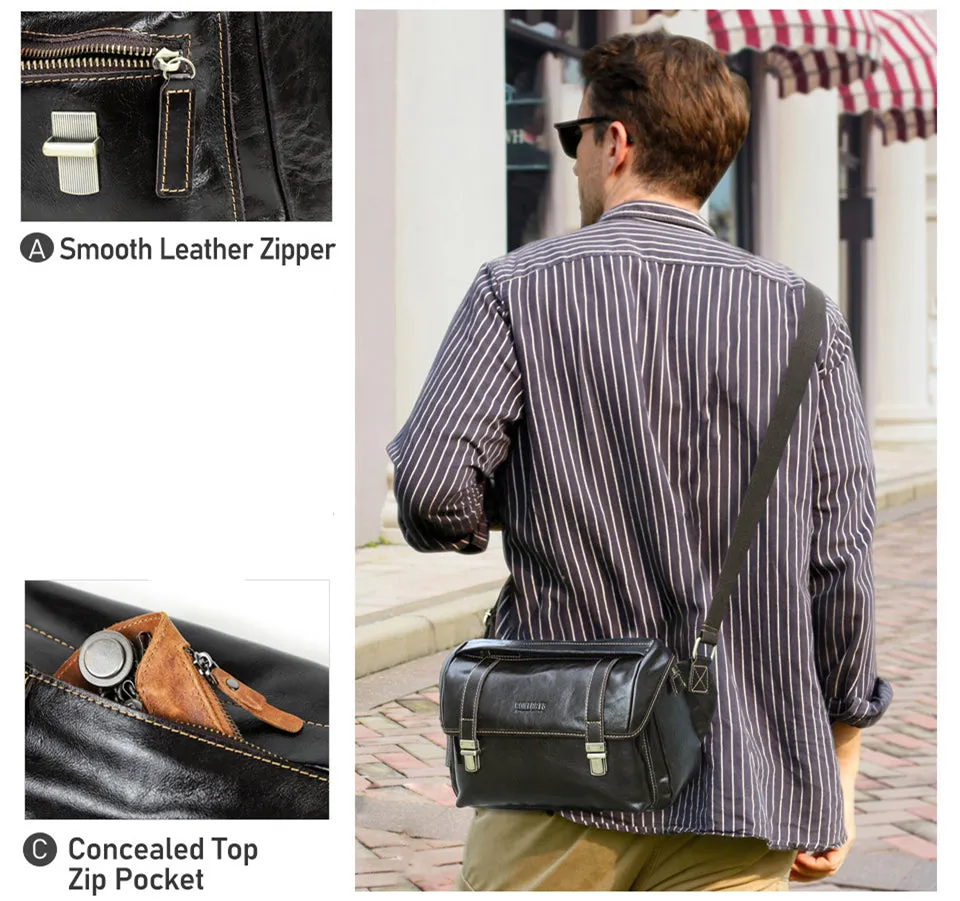 Luxury Leather Men's Crossbody Briefcase