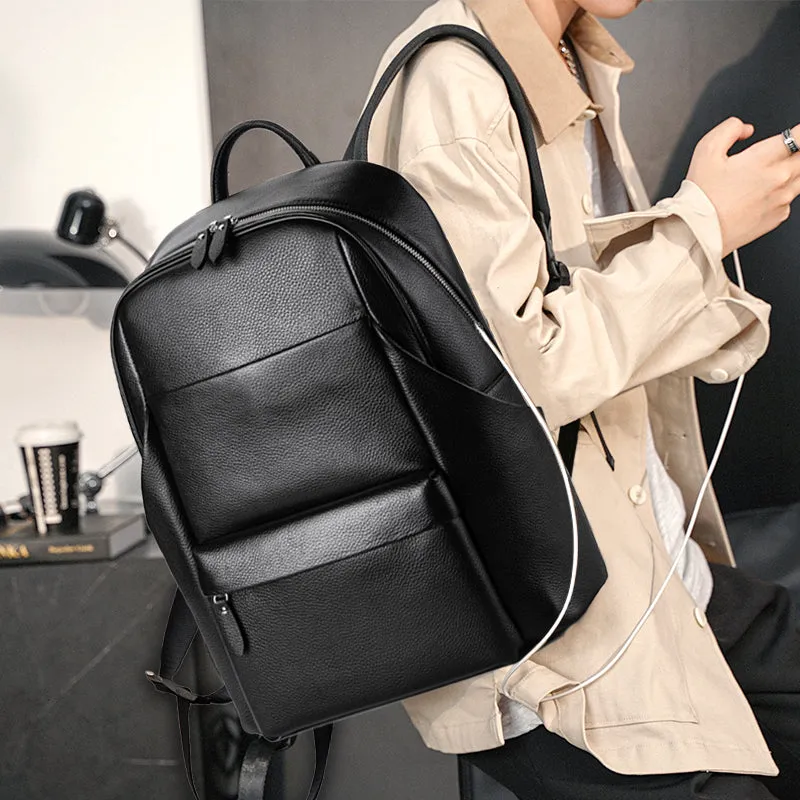 Luxury Leather Zipper Backpack