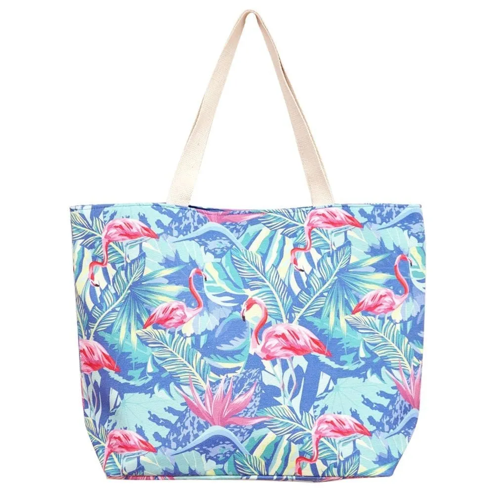 MB0138 Tropical Flamingo Beach Tote Bag