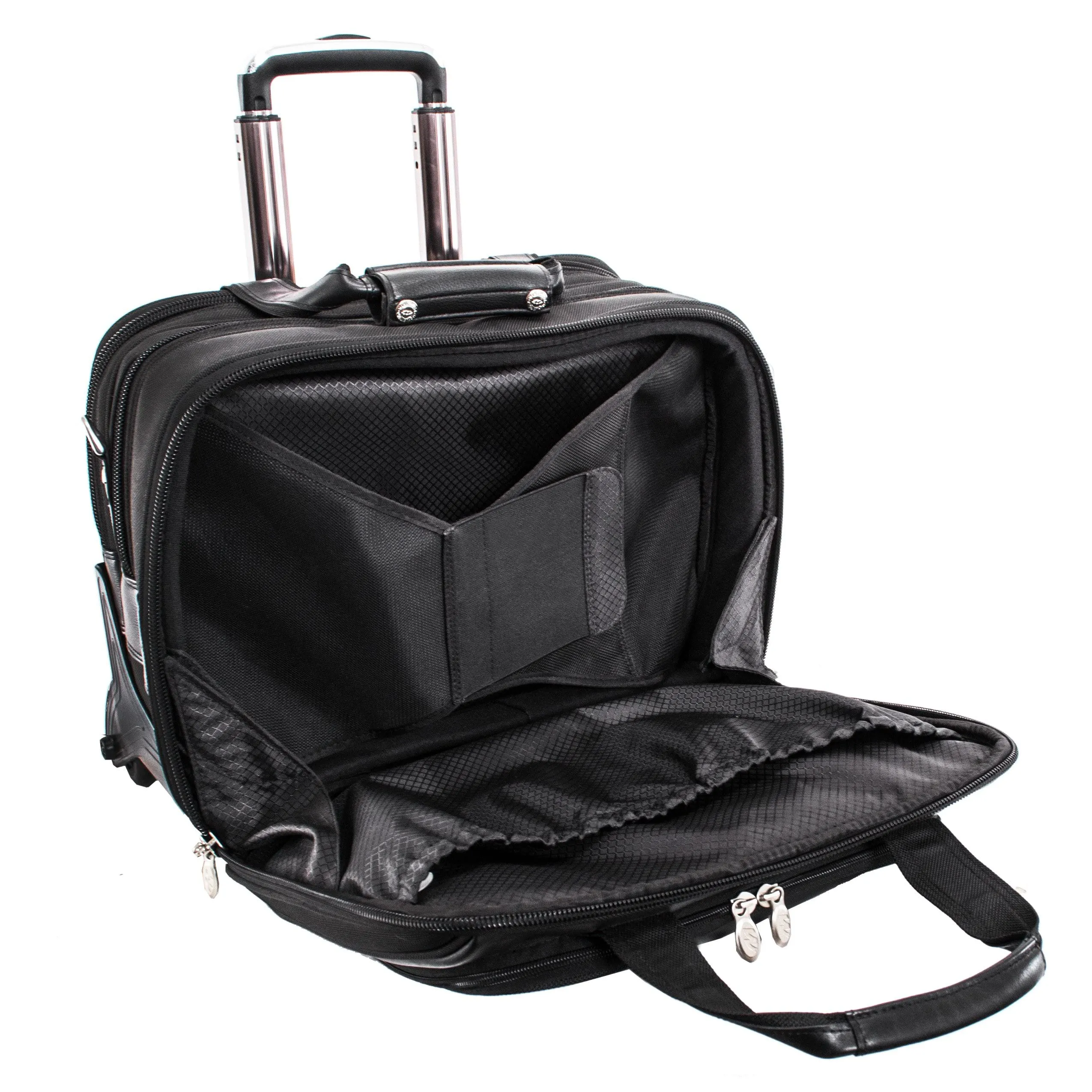 McKlein USA Chicago 15.6" Nylon Patented Detachable Wheeled Laptop Overnight with Removable Briefcase Black