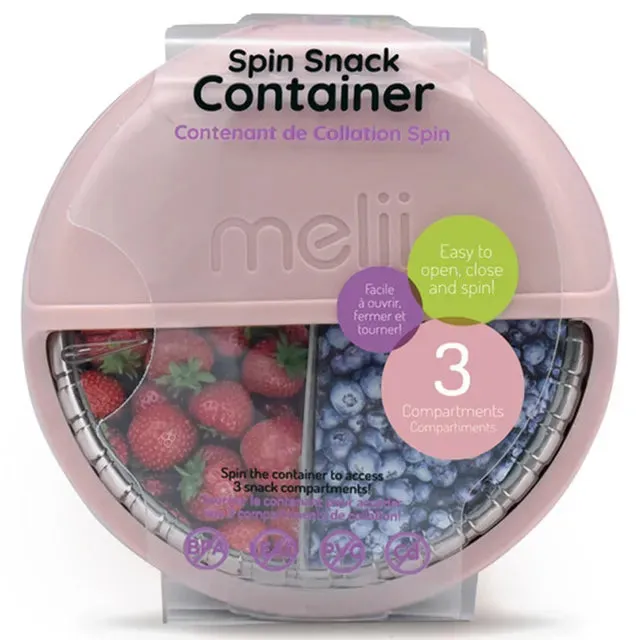 Melii Spin 3 Compartment Snack Container (Pink)