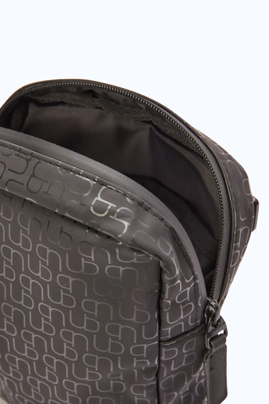 Men Black Printed Messenger Bag