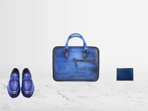 Men's Blue Leather Gift Set