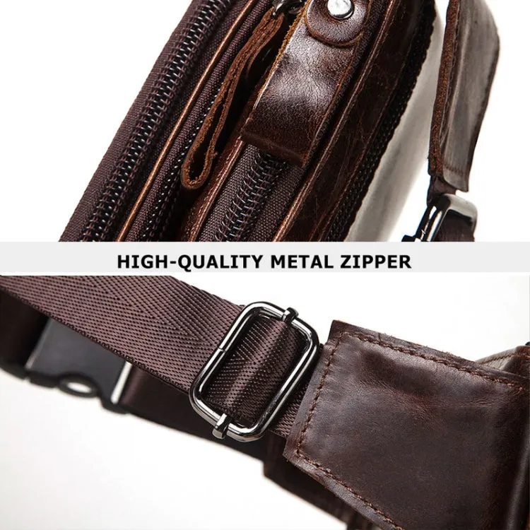 MH562 Leather Men Waste Bags Multifunctional Retro Messenger Bag(Brown)