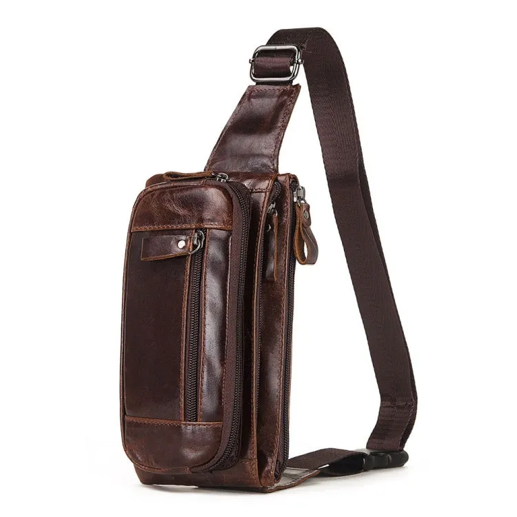 MH562 Leather Men Waste Bags Multifunctional Retro Messenger Bag(Brown)