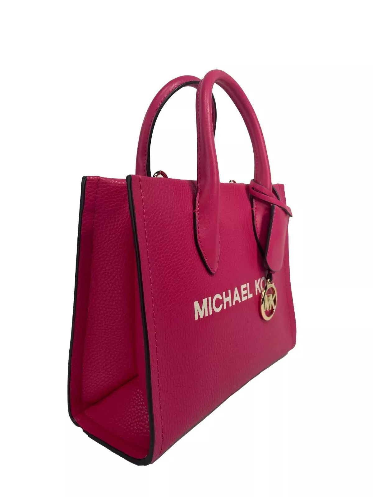 Michael Kors Mirella Small Top Zip Shopper Tote Crossbody Bag (Electric Pink)