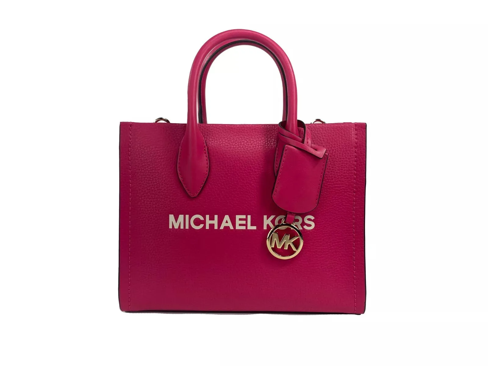 Michael Kors Mirella Small Top Zip Shopper Tote Crossbody Bag (Electric Pink)