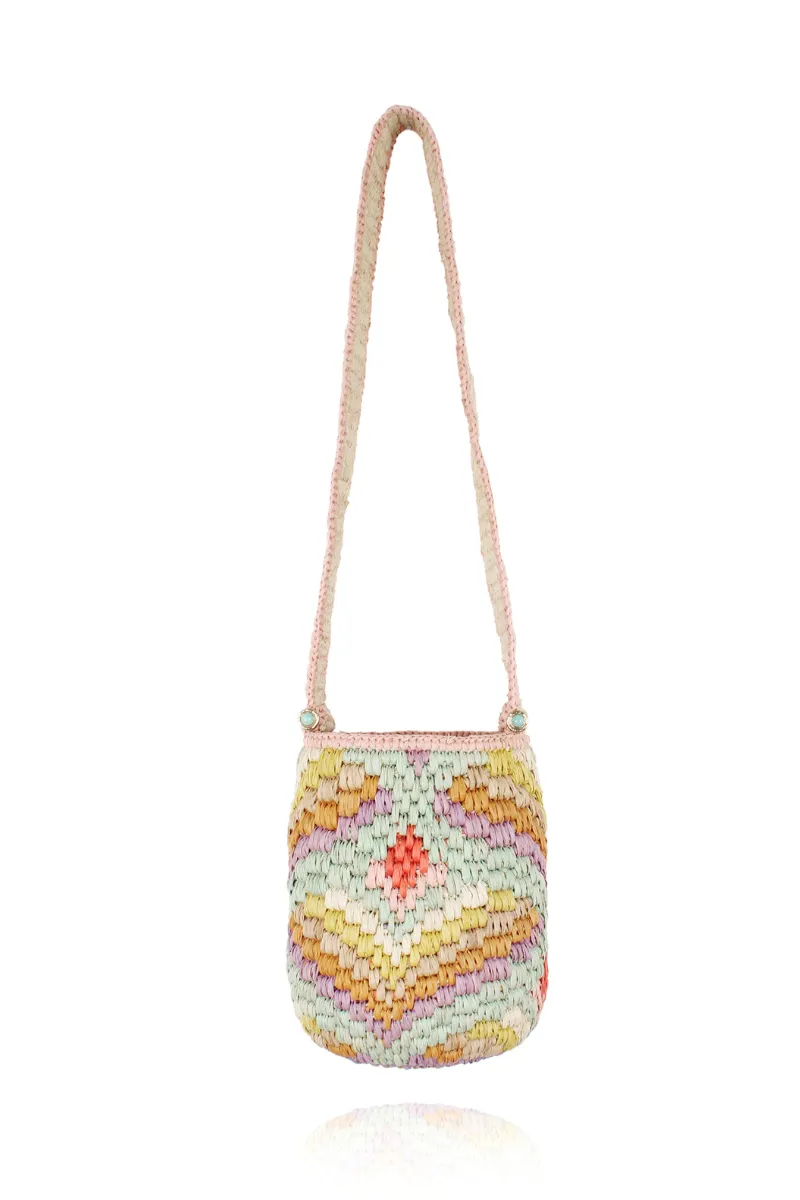 Mini Raffia Bucket Bag in Pastel