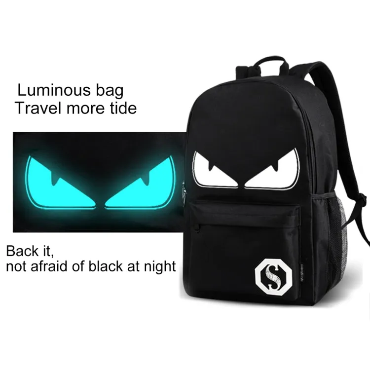 Multi-Function Large Capacity Oxford Cloth Black Music Boy Luminous Backpack Casual Laptop Computer Bag with External USB Charging Interface for Men / Women / Student, M, Size: 43*26*12cm