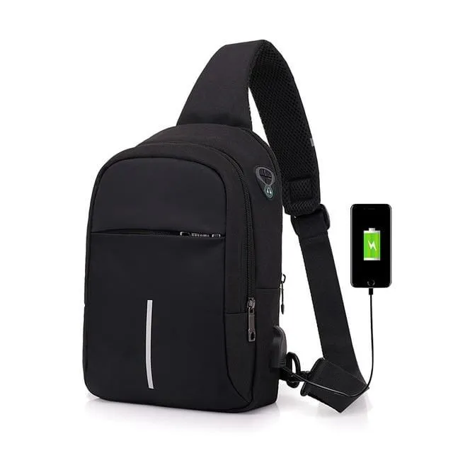 Multifunction Crossbody Bags USB Charging Chest Pack Short Trip Water Repellent