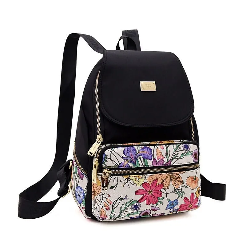 Nylon Floral Printing Backpacks For Women