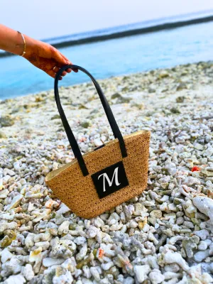 Personalised Brown Cane Beach Bag - Luxe Edition