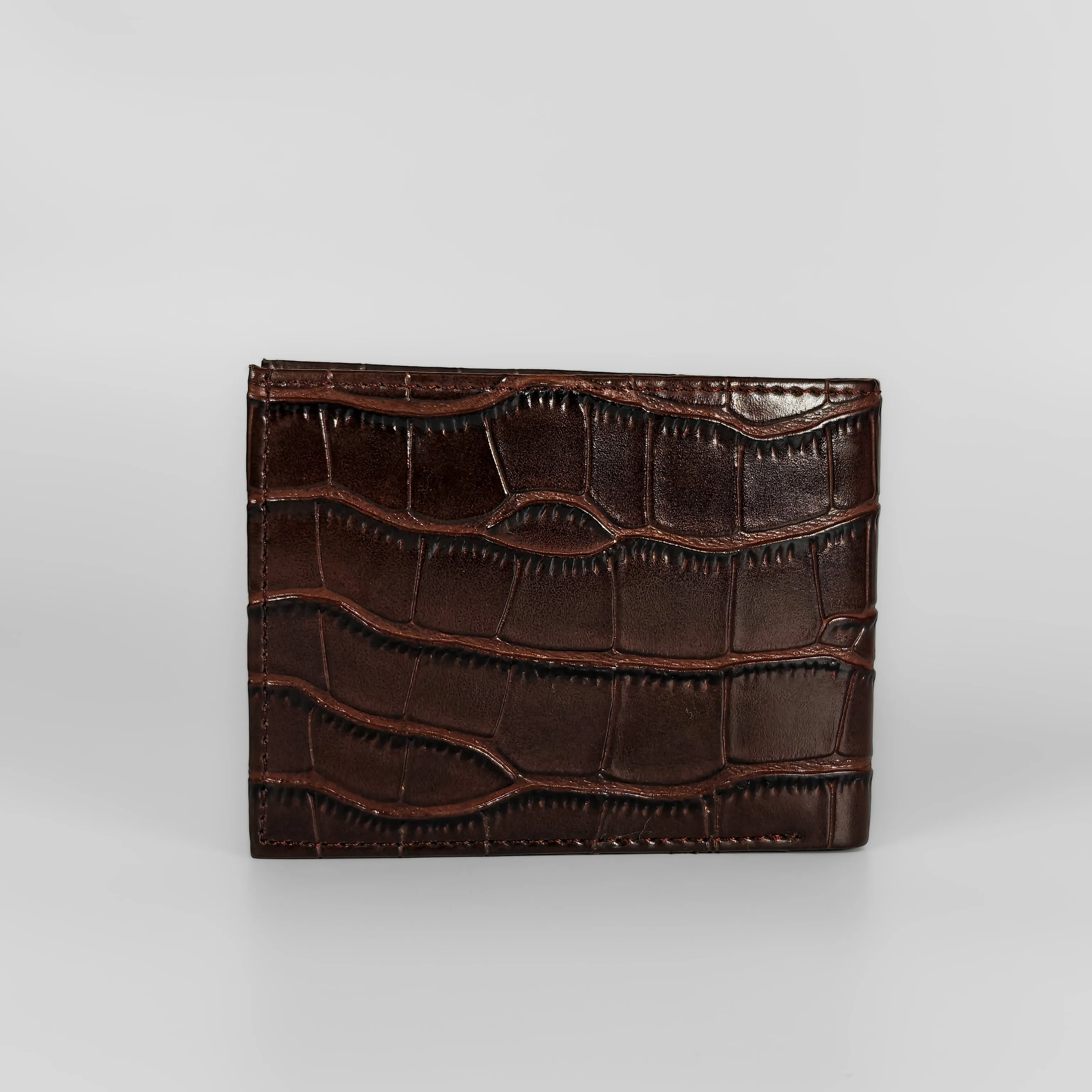 Personalized Big Croco Men's Dark Brown Wallet