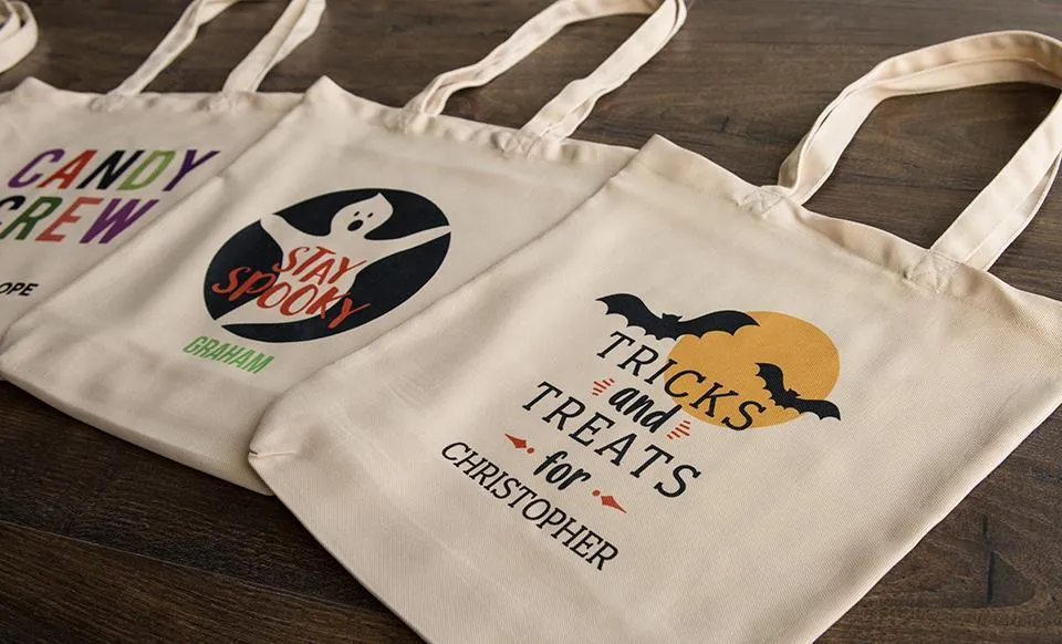 Personalized Kids Halloween Trick-or-Treat Tote Bags