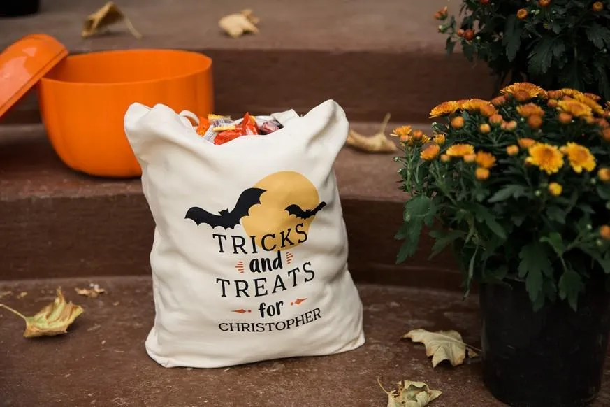 Personalized Kids Halloween Trick-or-Treat Tote Bags