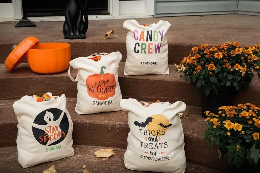 Personalized Kids Halloween Trick-or-Treat Tote Bags