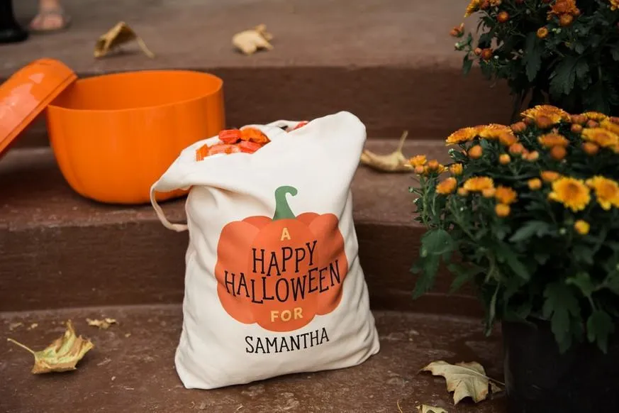 Personalized Kids Halloween Trick-or-Treat Tote Bags