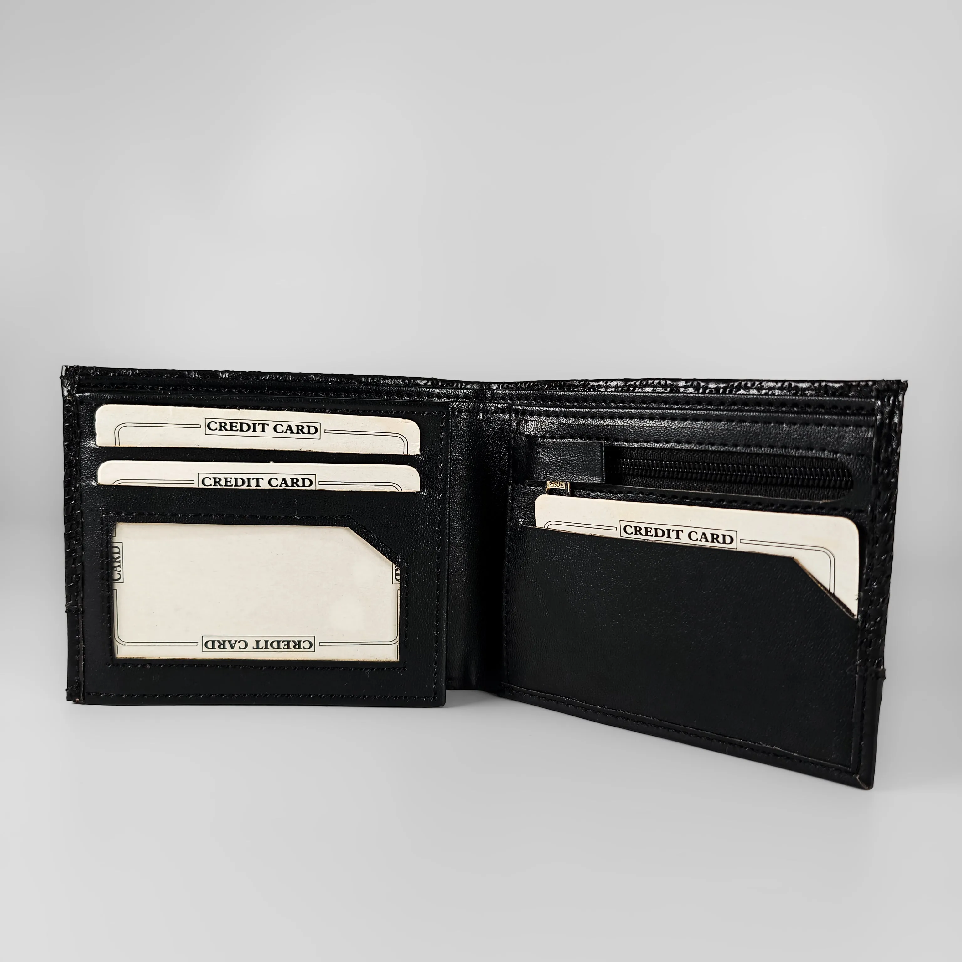 Personalized Men’s Textured Black Wallet with Free Charm