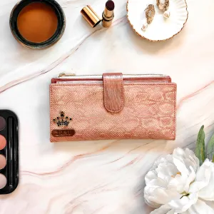 Personalized Women’s Textured Salmon Pink Wallet with Free Charm