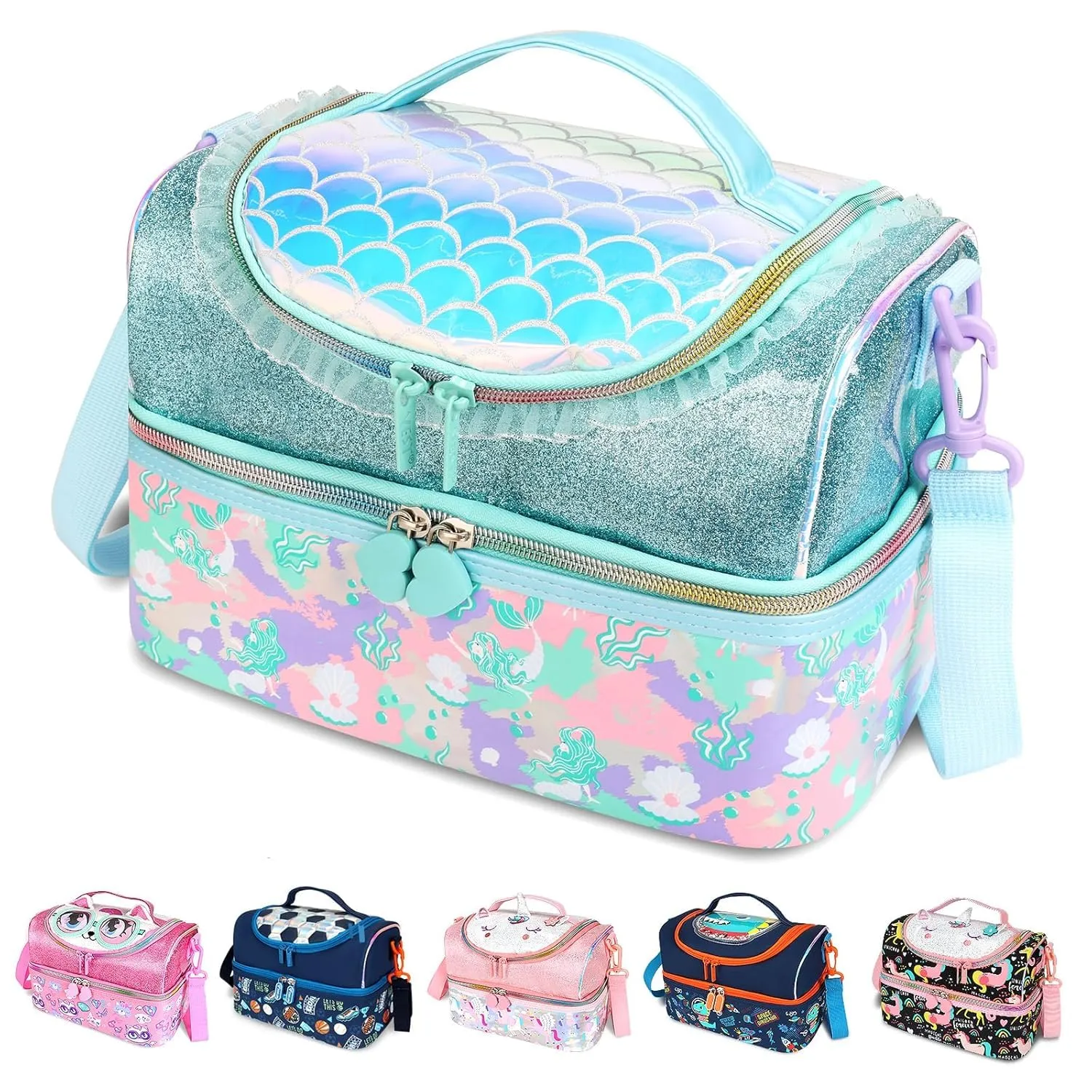 PRODUCTS DOUBLE DECKER COOLER INSULATED LUNCH BAG FOR BOYS&GIRLS&MEN&WOMEN WITH ADJUSTABLE STRAP LUNCH BAG FOR SCHOOL