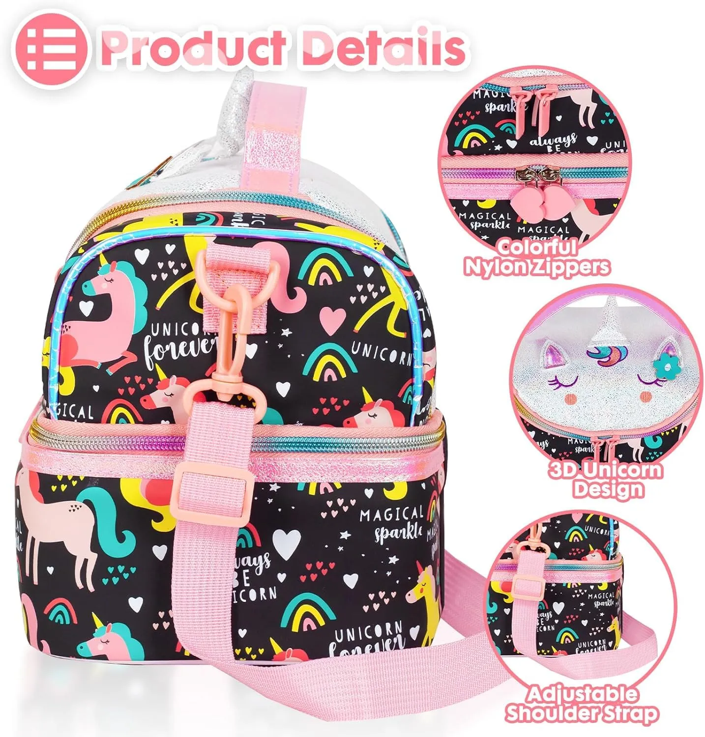 PRODUCTS DOUBLE DECKER COOLER INSULATED LUNCH BAG FOR BOYS&GIRLS&MEN&WOMEN WITH ADJUSTABLE STRAP LUNCH BAG FOR SCHOOL