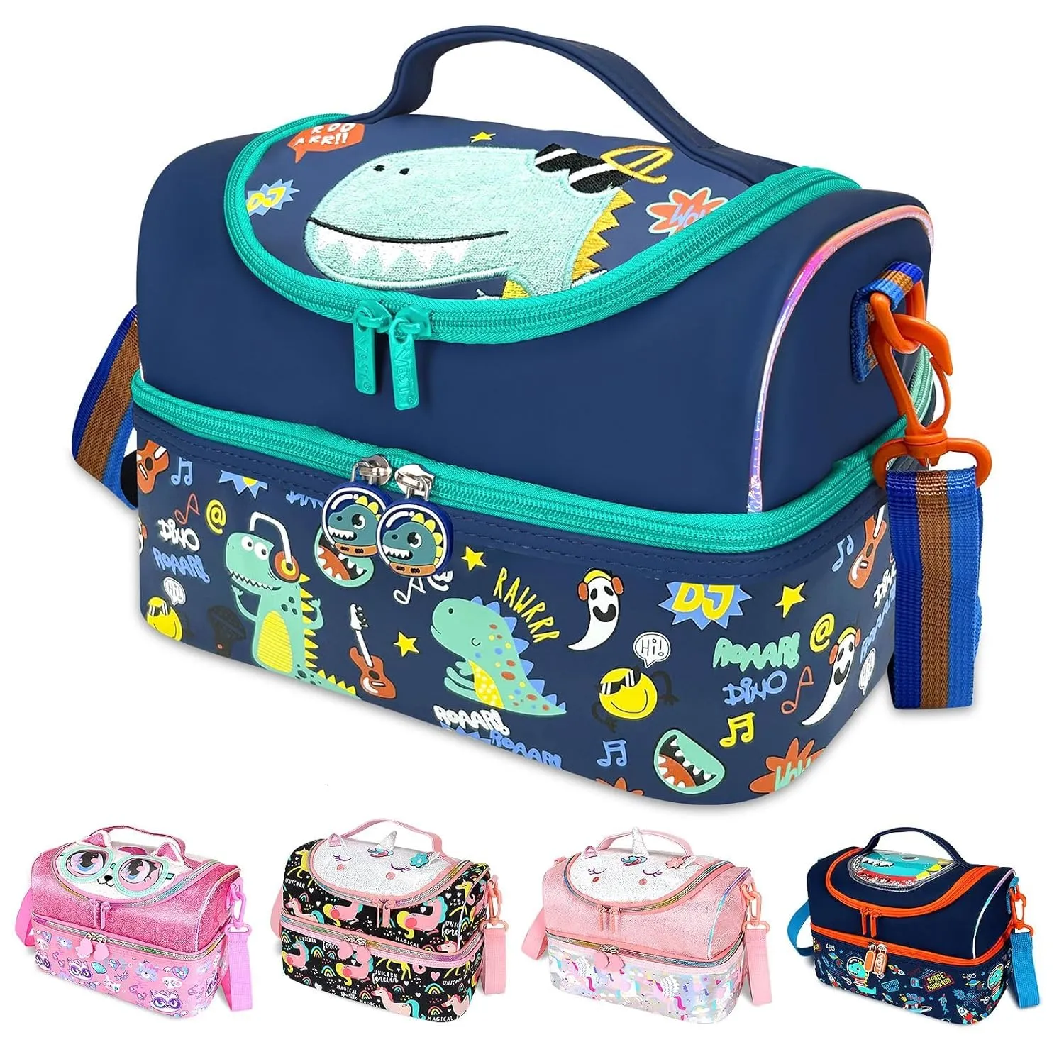 PRODUCTS DOUBLE DECKER COOLER INSULATED LUNCH BAG FOR BOYS&GIRLS&MEN&WOMEN WITH ADJUSTABLE STRAP LUNCH BAG FOR SCHOOL