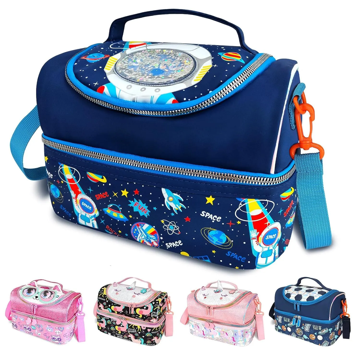 PRODUCTS DOUBLE DECKER COOLER INSULATED LUNCH BAG FOR BOYS&GIRLS&MEN&WOMEN WITH ADJUSTABLE STRAP LUNCH BAG FOR SCHOOL