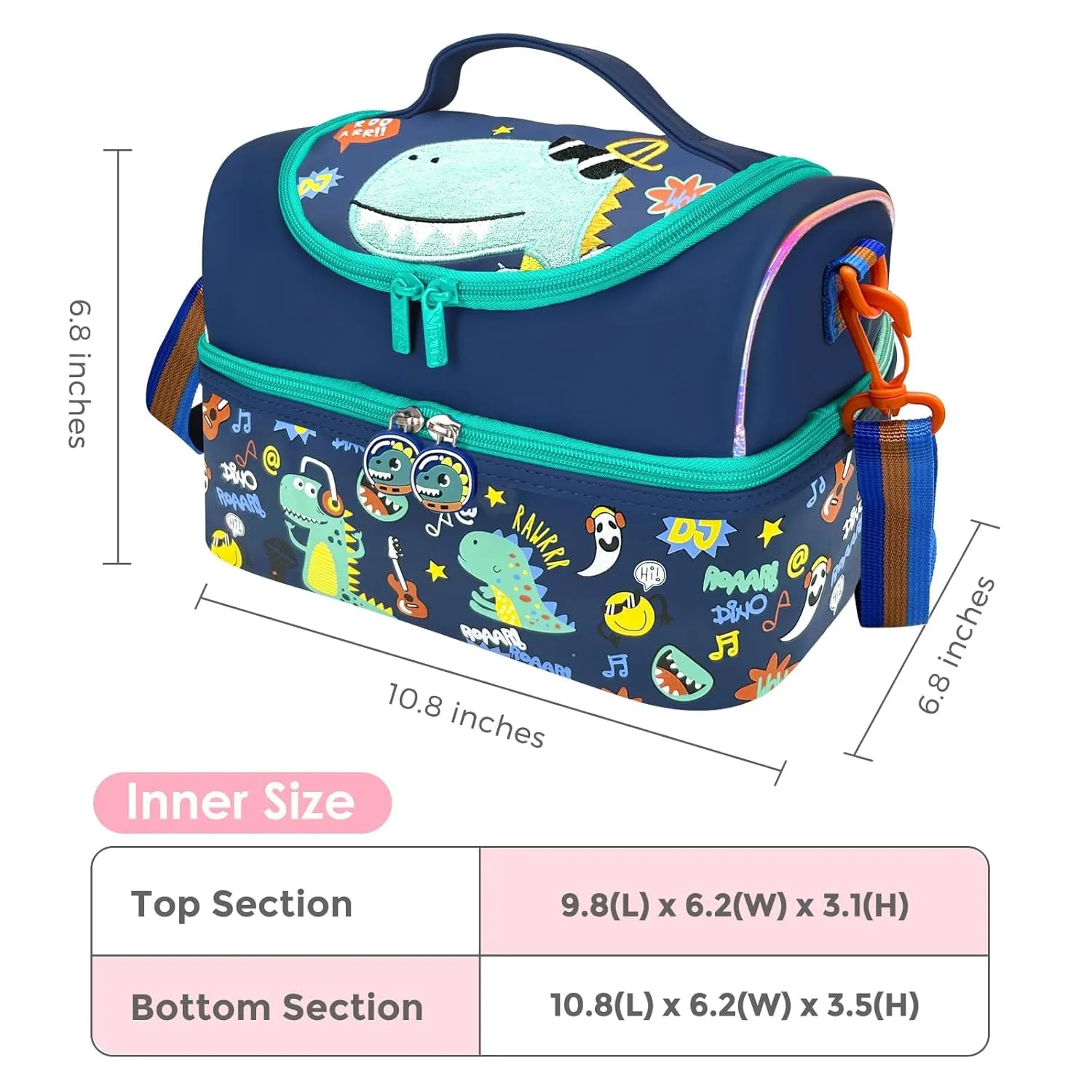 PRODUCTS DOUBLE DECKER COOLER INSULATED LUNCH BAG FOR BOYS&GIRLS&MEN&WOMEN WITH ADJUSTABLE STRAP LUNCH BAG FOR SCHOOL