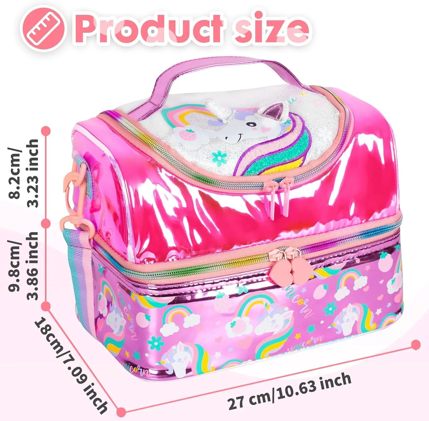 PRODUCTS DOUBLE DECKER COOLER INSULATED LUNCH BAG FOR BOYS&GIRLS&MEN&WOMEN WITH ADJUSTABLE STRAP LUNCH BAG FOR SCHOOL