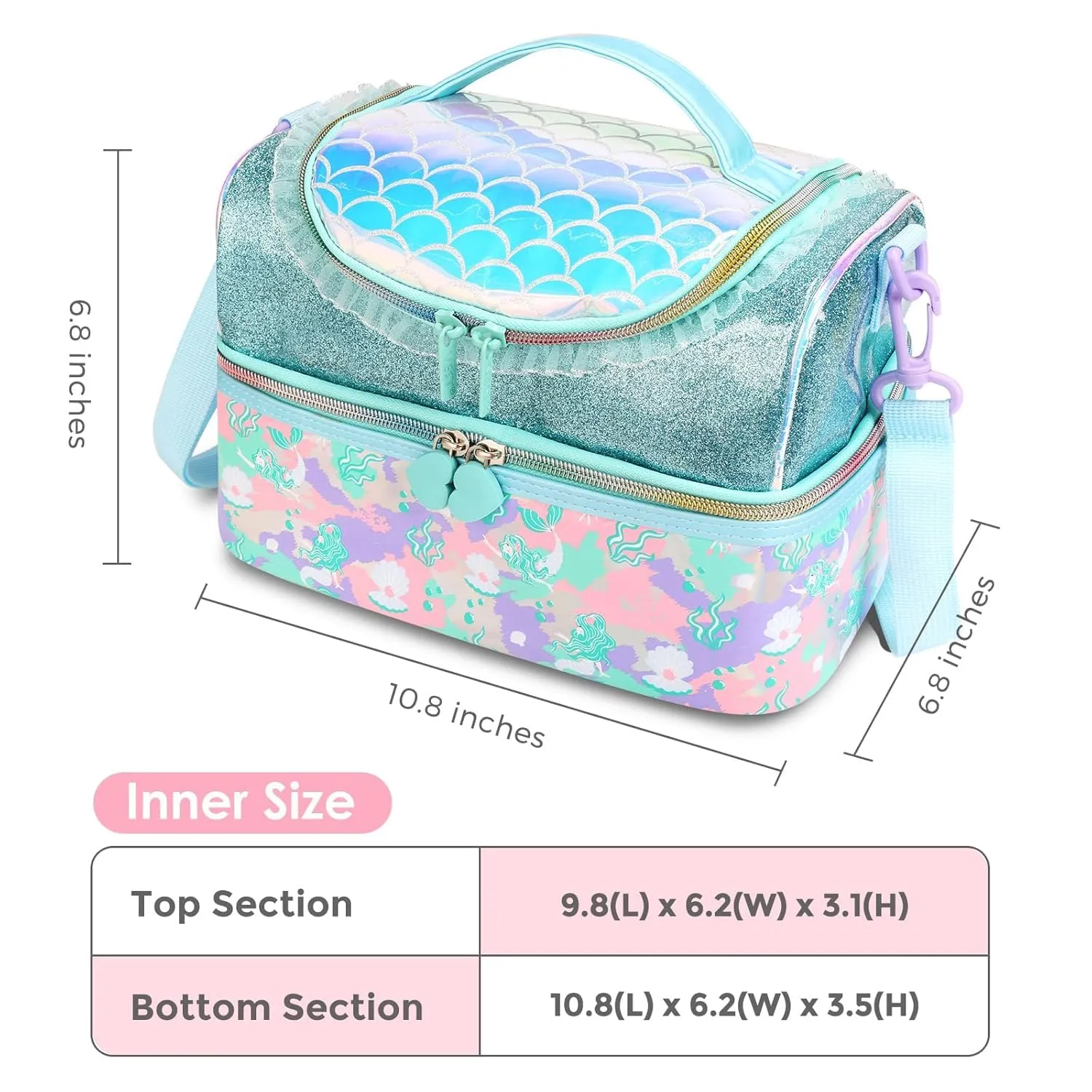 PRODUCTS DOUBLE DECKER COOLER INSULATED LUNCH BAG FOR BOYS&GIRLS&MEN&WOMEN WITH ADJUSTABLE STRAP LUNCH BAG FOR SCHOOL