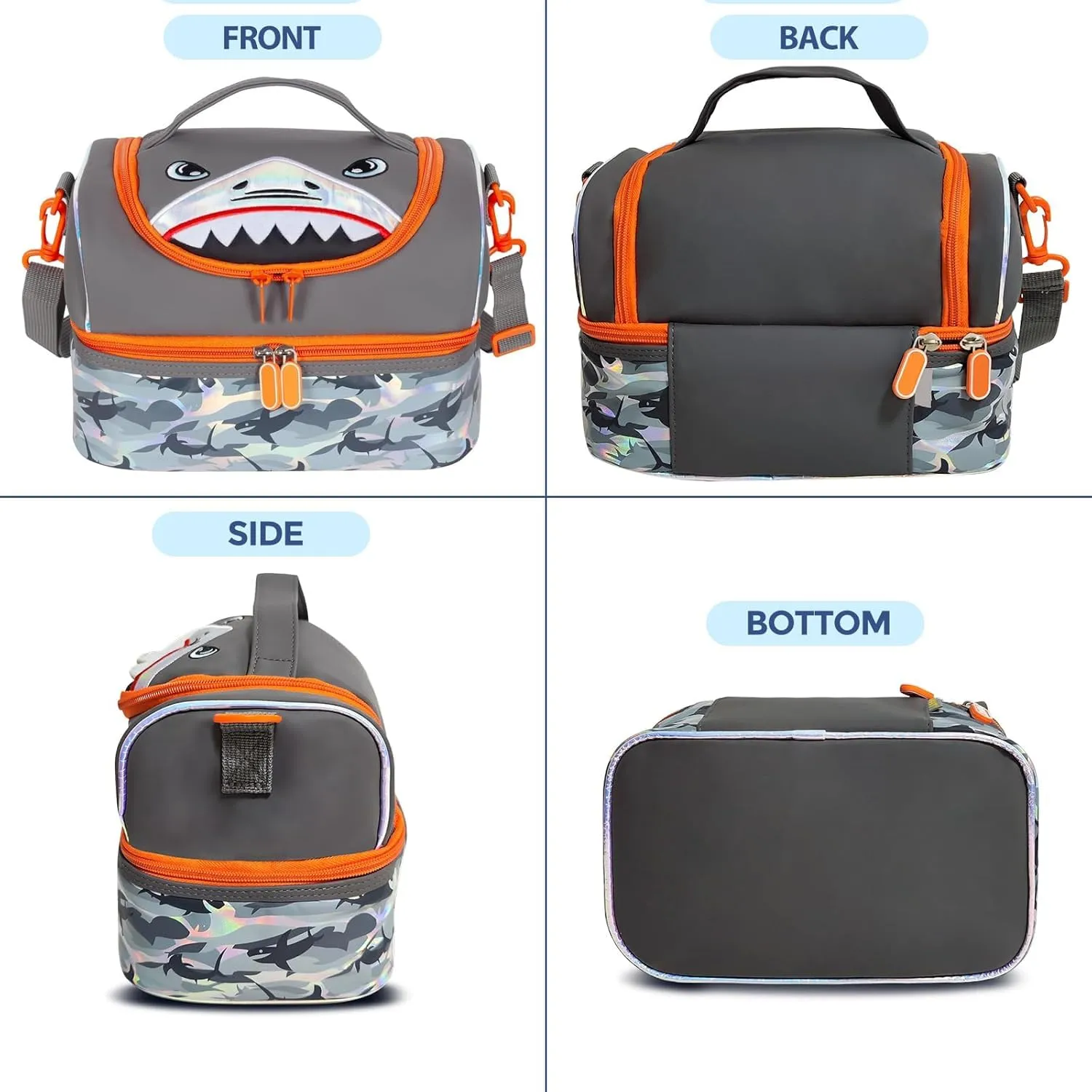 PRODUCTS DOUBLE DECKER COOLER INSULATED LUNCH BAG FOR BOYS&GIRLS&MEN&WOMEN WITH ADJUSTABLE STRAP LUNCH BAG FOR SCHOOL