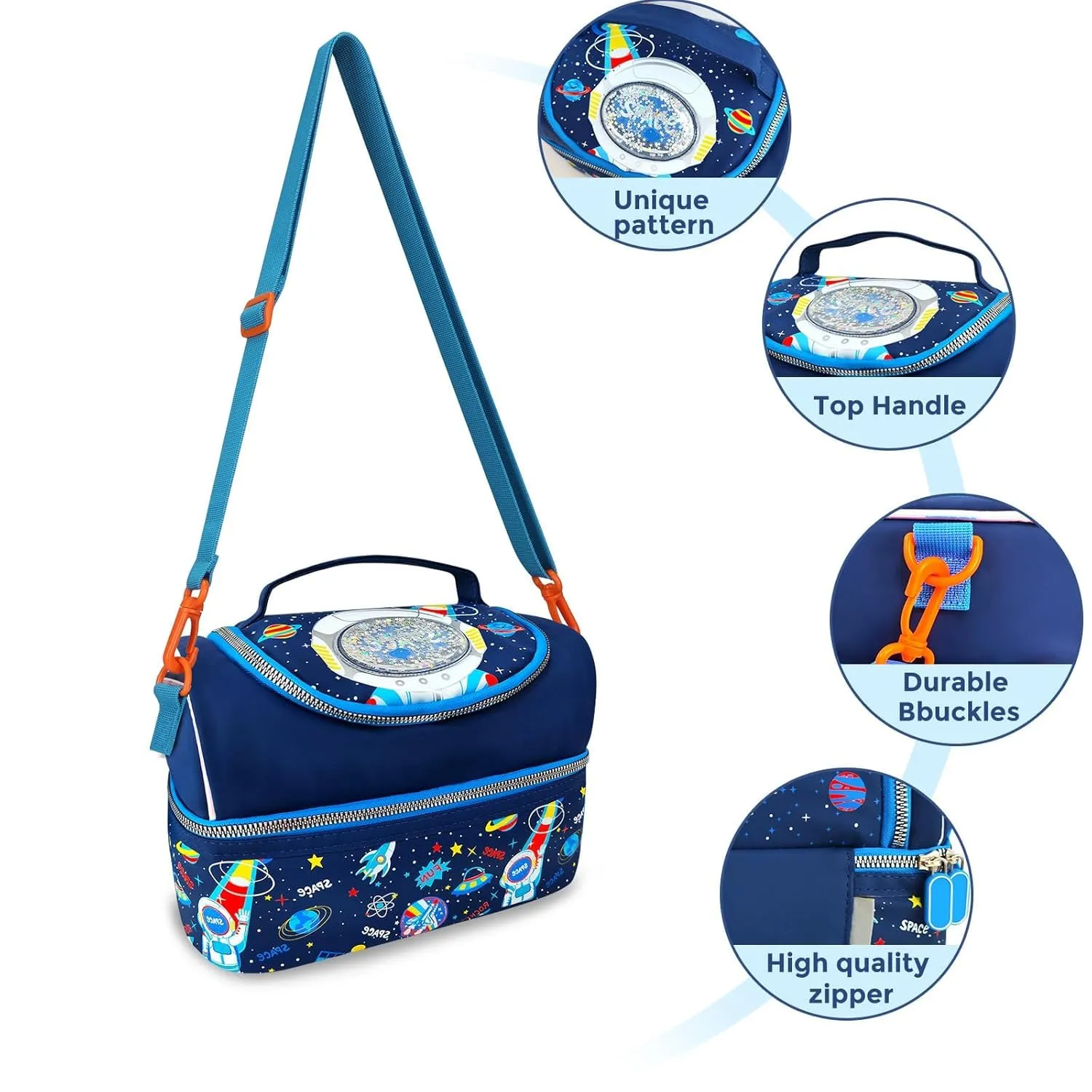 PRODUCTS DOUBLE DECKER COOLER INSULATED LUNCH BAG FOR BOYS&GIRLS&MEN&WOMEN WITH ADJUSTABLE STRAP LUNCH BAG FOR SCHOOL