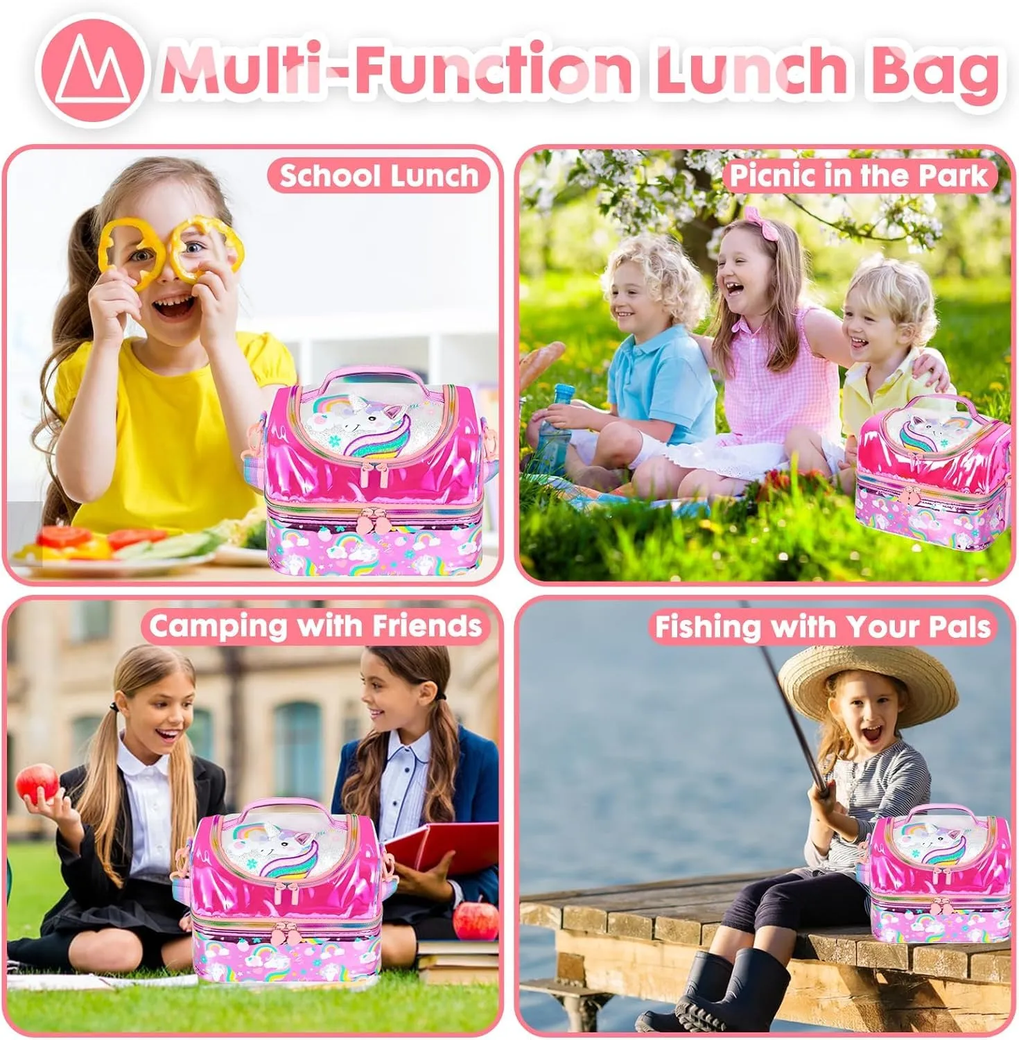 PRODUCTS DOUBLE DECKER COOLER INSULATED LUNCH BAG FOR BOYS&GIRLS&MEN&WOMEN WITH ADJUSTABLE STRAP LUNCH BAG FOR SCHOOL