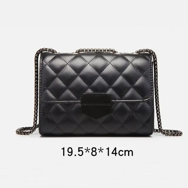 Pu Leather Crossbody Luxury Rhombus Chain Party Totes