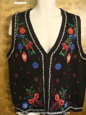 Red and Blue Ornaments Ugly Christmas Sweater Vest