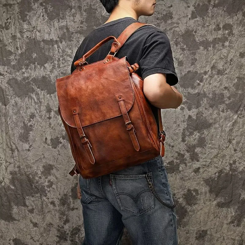 Retro Men's Large Capacity Leather Backpack