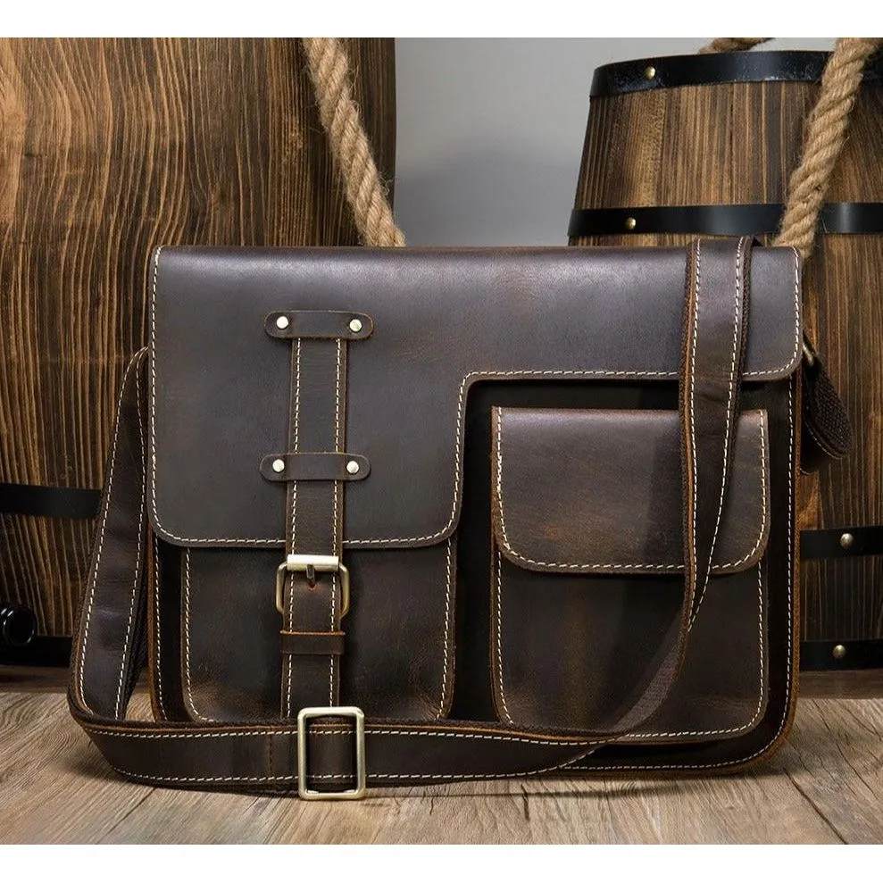 RetroLuxe Leather Cover Closure Messenger Bag