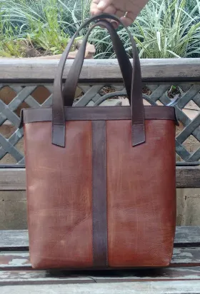 Small Leather Tote Bag with Zipper