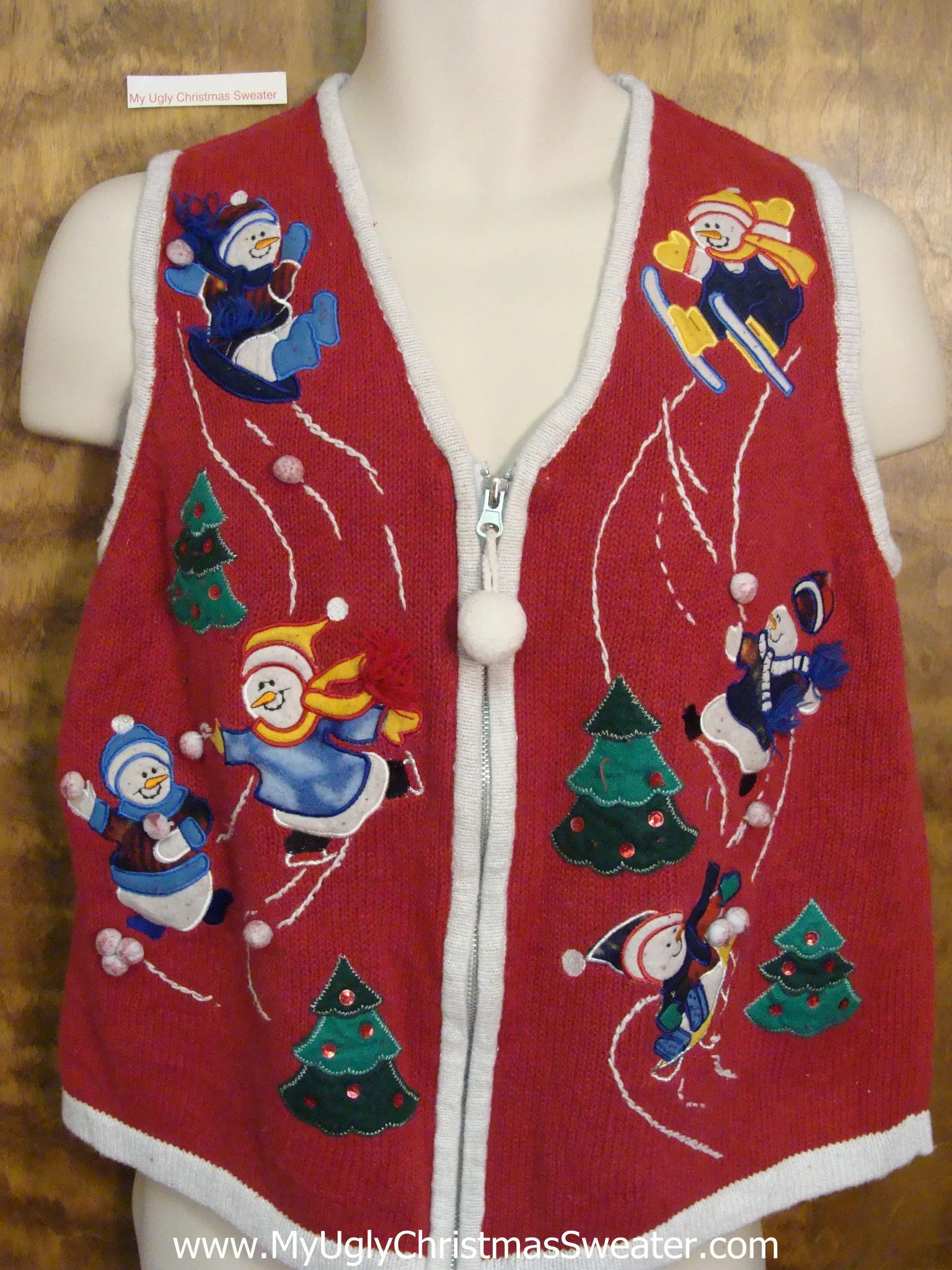 Snowman Sports Ugliest Christmas Sweater Vest