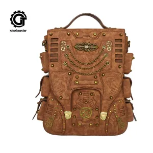 Steampunk Backpack for Women Men Gothic Bags High quality PU Leather Vintage Retro Rock Bags 2017 New Fashion Punk Bags