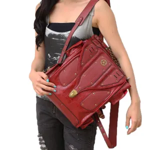 Steampunk Vintage Women Men Shoulders Bags Punk PU Leather Backpacks Laptop Bag Traveling Big Bags